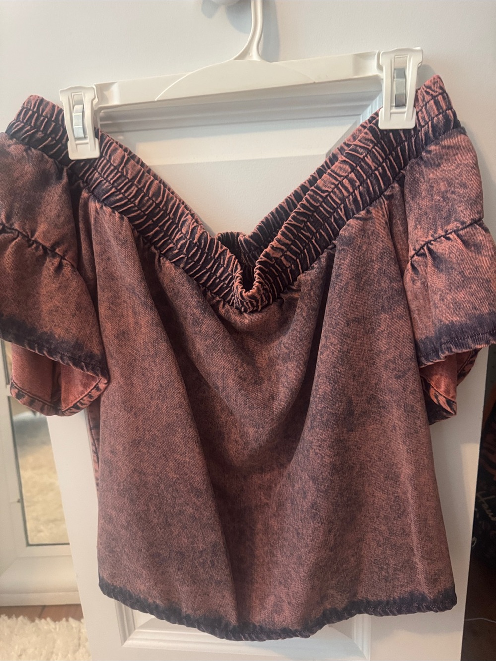 AllSaints Washed Rust Off-Shoulder Top
